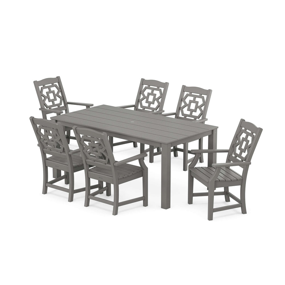 POLYWOOD® Chinoiserie Arm Chair 7-Piece Parsons Dining Set - PWS2376-1 Dining Set POLYWOOD®