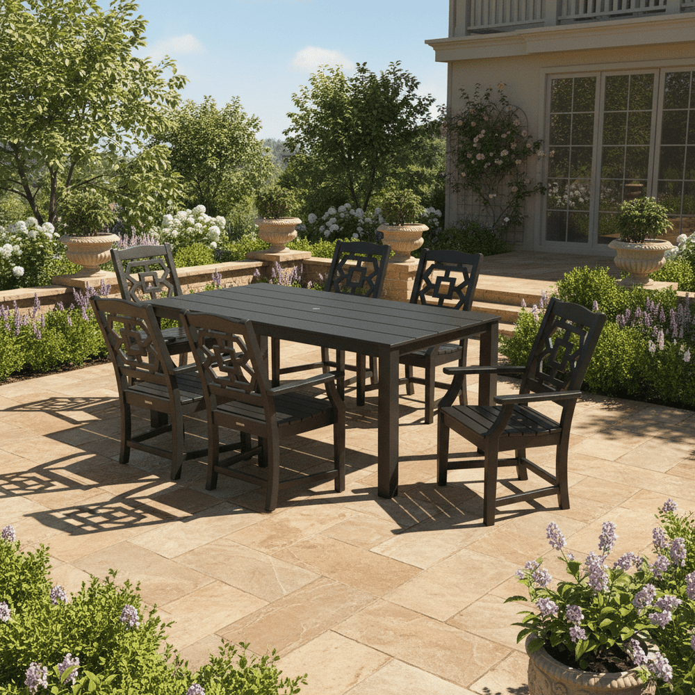 POLYWOOD® Chinoiserie Arm Chair 7-Piece Parsons Dining Set - PWS2376-1 Dining Set POLYWOOD®