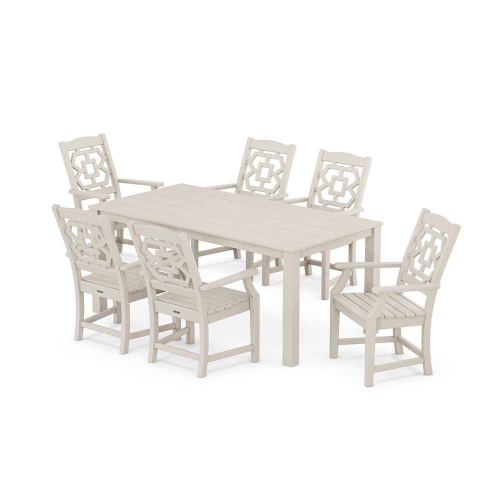 POLYWOOD® Chinoiserie Arm Chair 7-Piece Parsons Dining Set - PWS2376-1 Dining Set POLYWOOD®