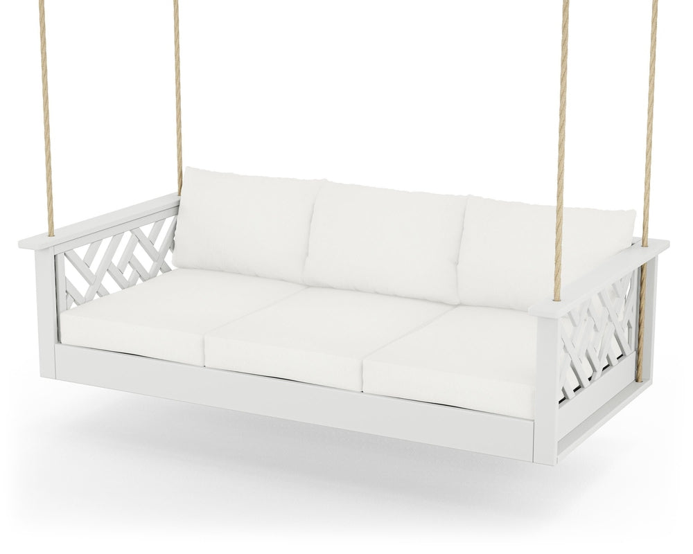 Chippendale Daybed Swing - White / Natural Linen
