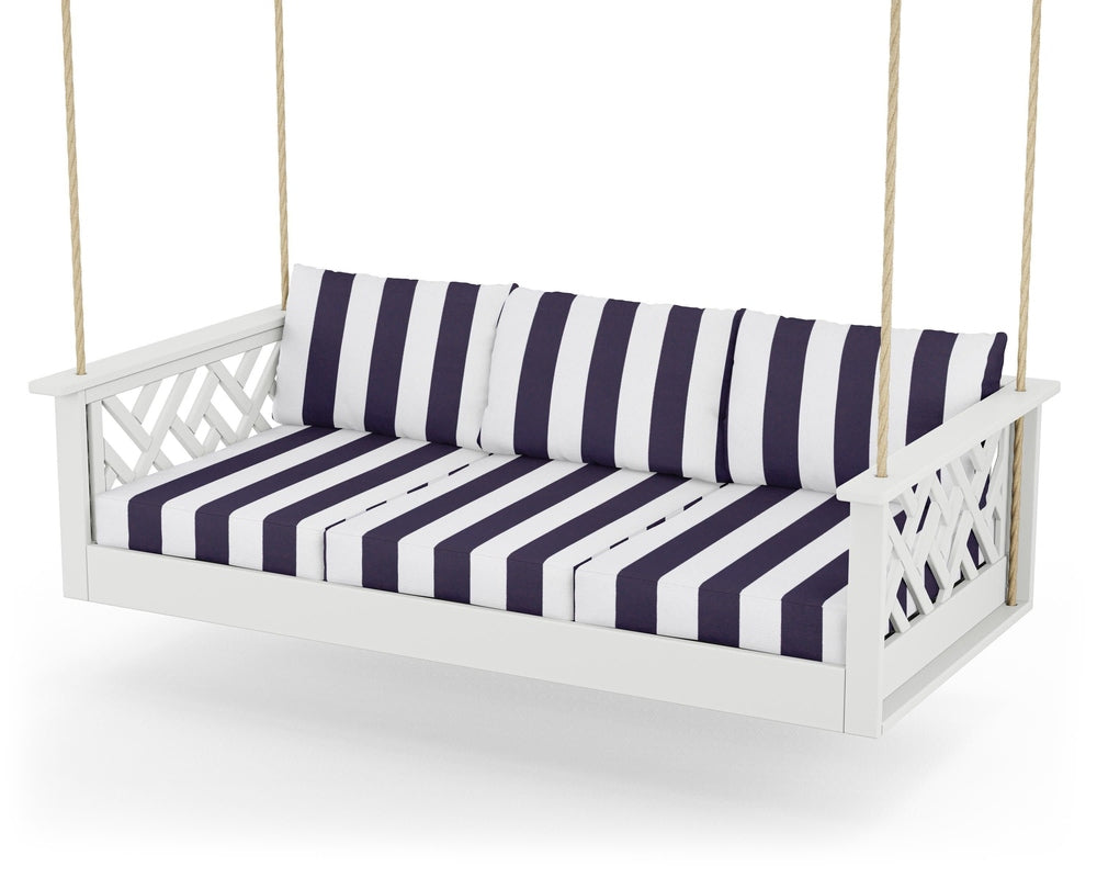 Chippendale Daybed Swing - White / Cabana Stripe Navy