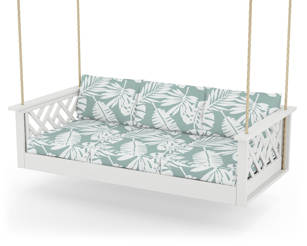 Chippendale Daybed Swing - White / Leaf Glacier Spa