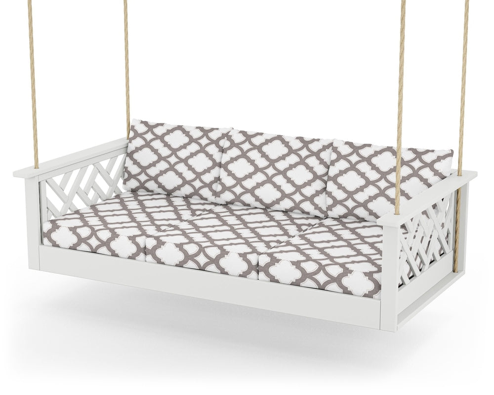 Chippendale Daybed Swing - White / Trellis Grey Mist