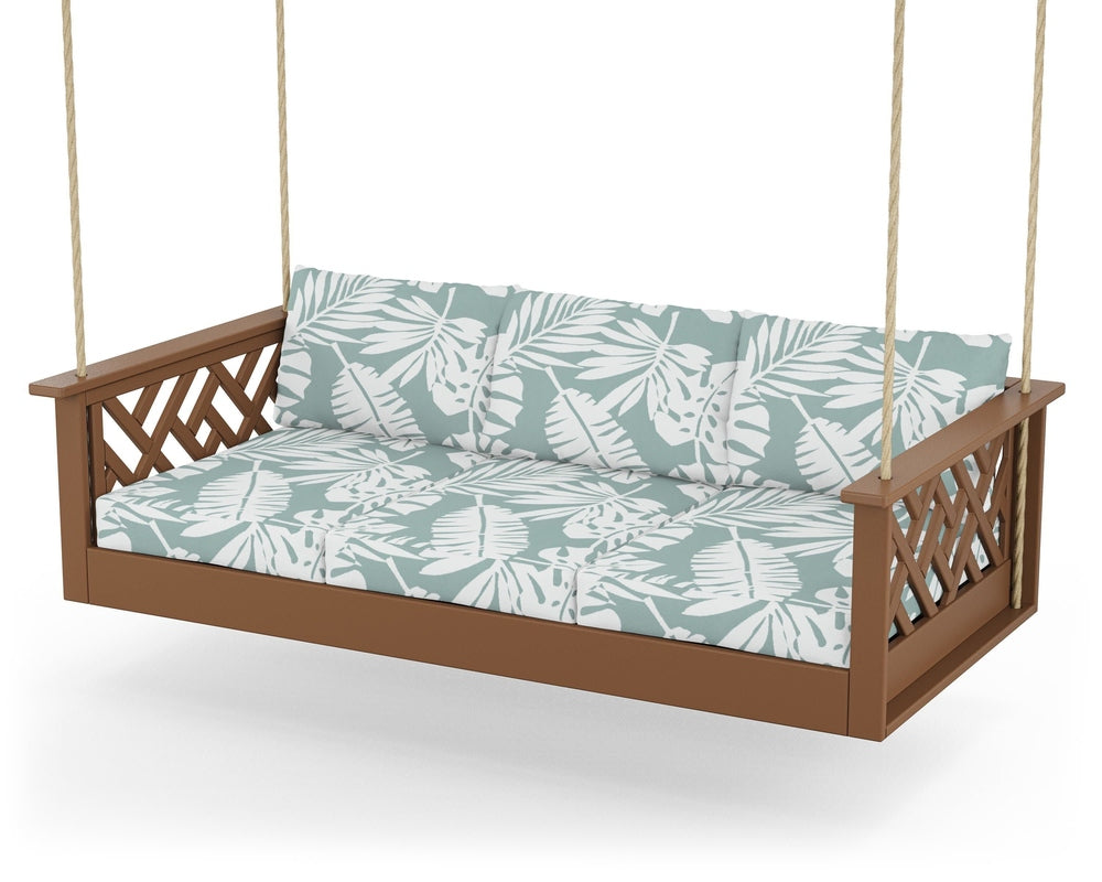 Chippendale Daybed Swing - Teak / Leaf Glacier Spa