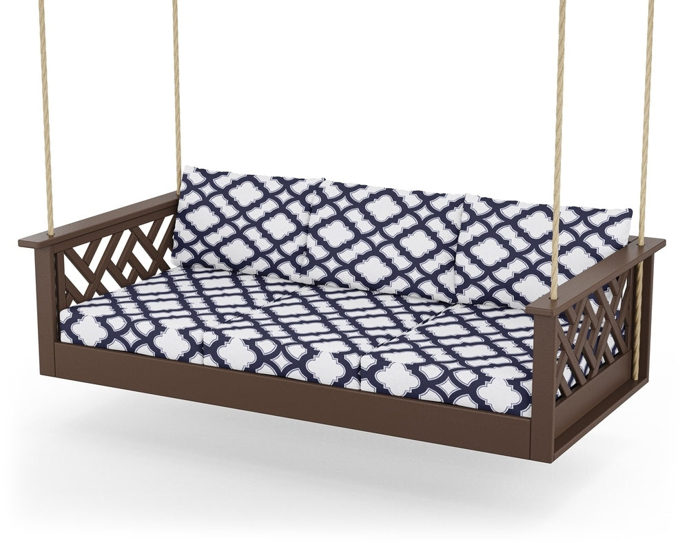 Chippendale Daybed Swing - Mahogany / Trellis Navy