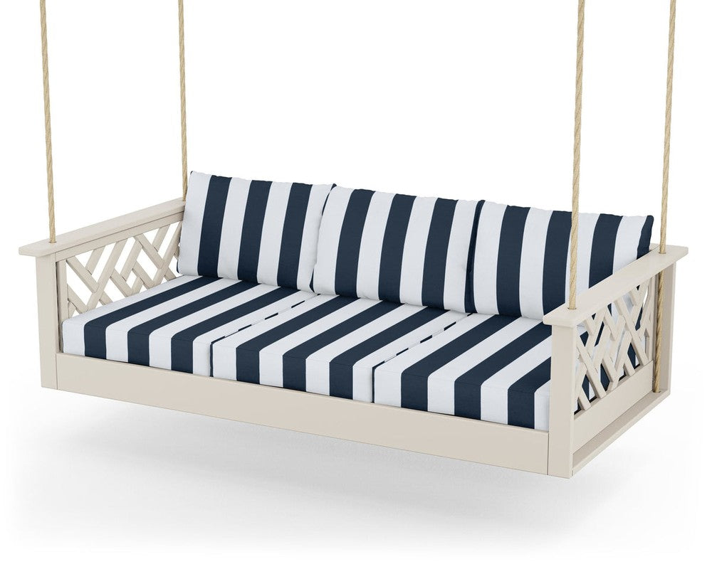Chippendale Daybed Swing - Sand / Cabana Stripe Marine Indigo