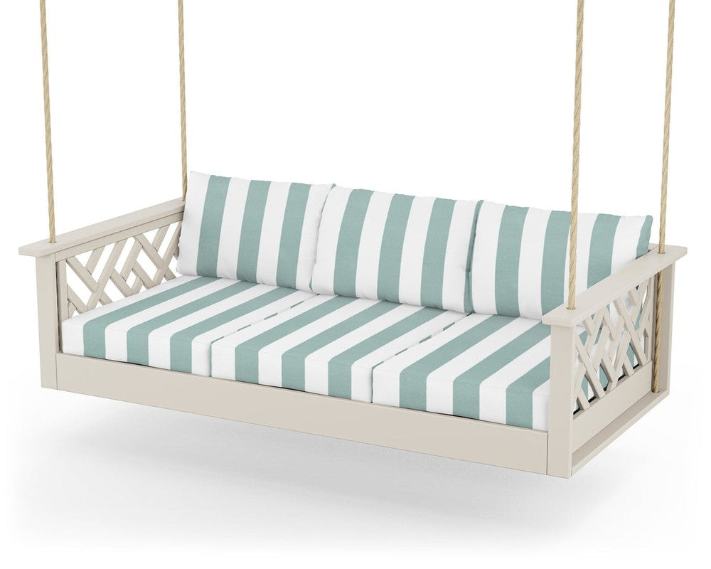 Chippendale Daybed Swing - Sand / Cabana Stripe Glacier Spa
