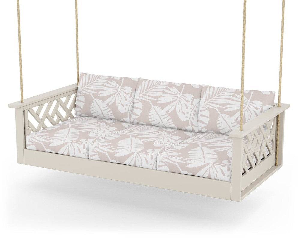 Chippendale Daybed Swing - Sand / Leaf Dune Burlap