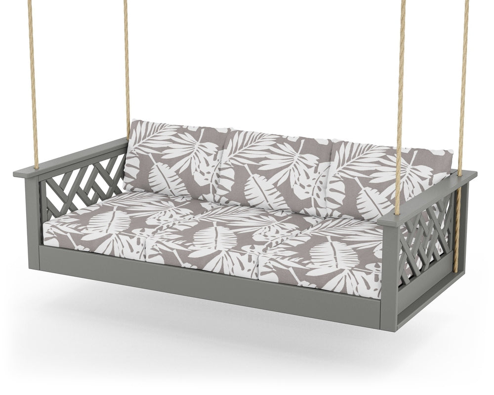 Chippendale Daybed Swing - Slate Grey / Leaf Grey Mist