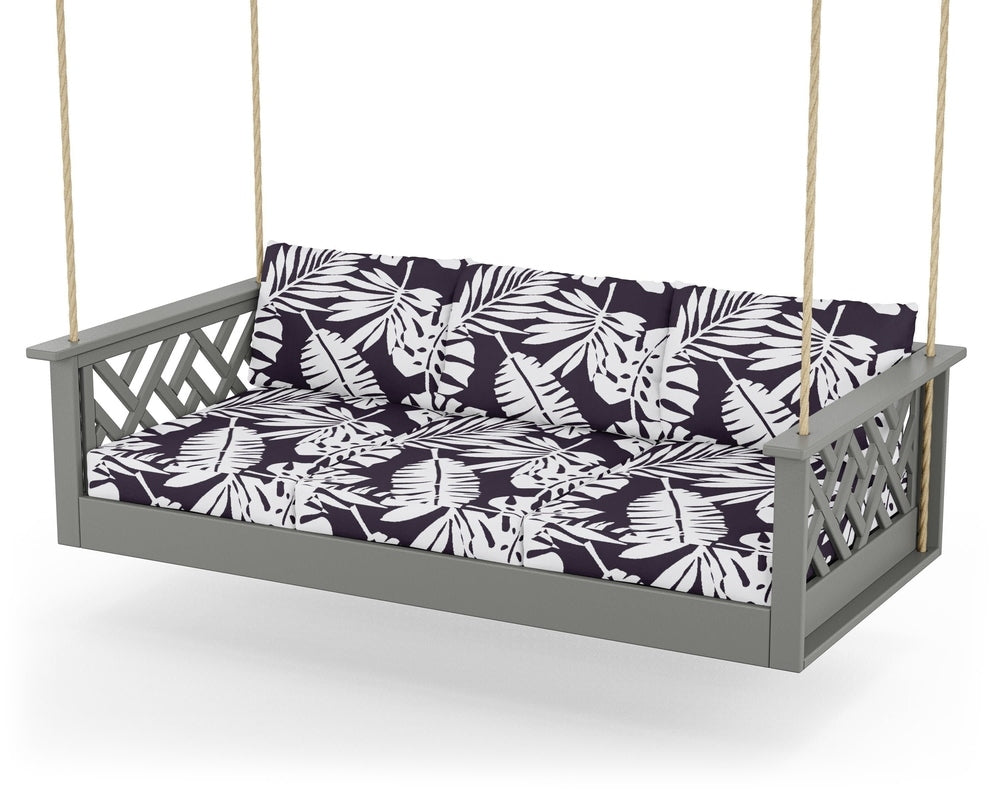Chippendale Daybed Swing - Slate Grey / Leaf Navy