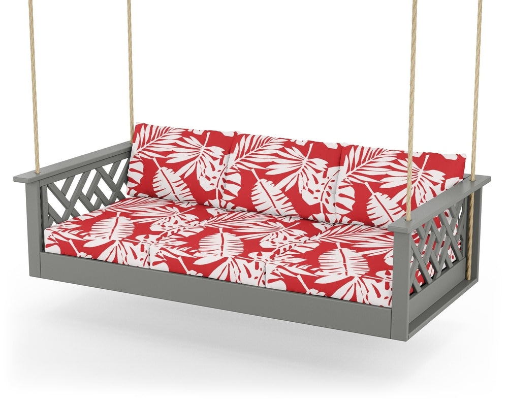 Chippendale Daybed Swing - Slate Grey / Leaf Crimson