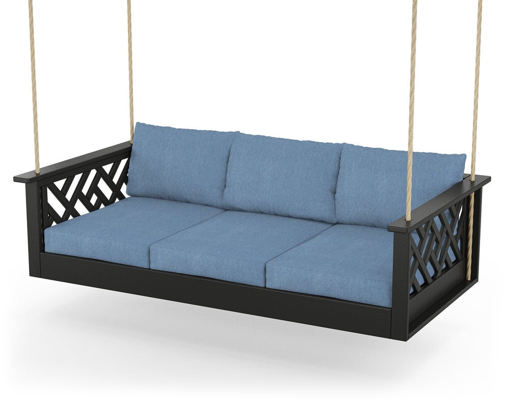 Chippendale Daybed Swing - Black / Sky Blue