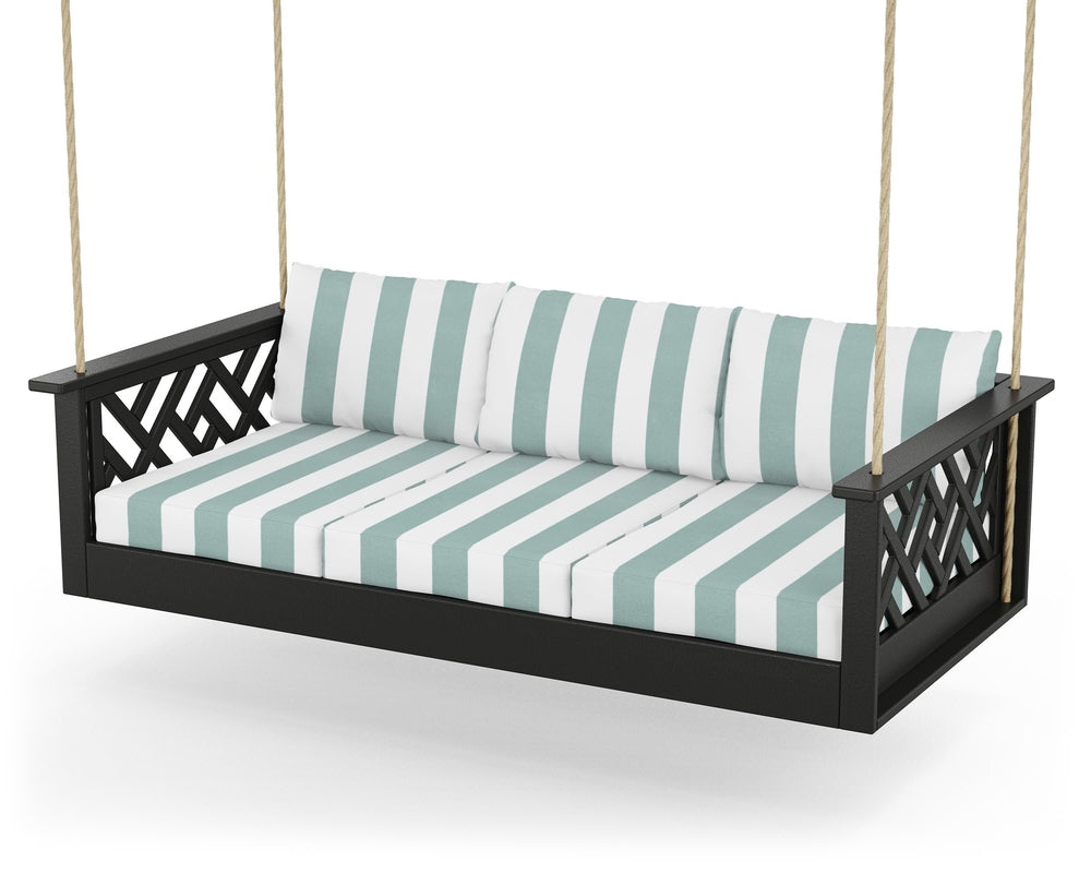Chippendale Daybed Swing - Black / Cabana Stripe Glacier Spa