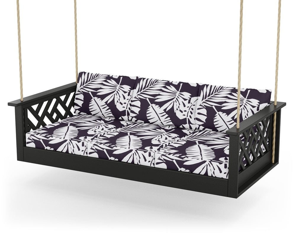 Chippendale Daybed Swing - Black / Leaf Navy