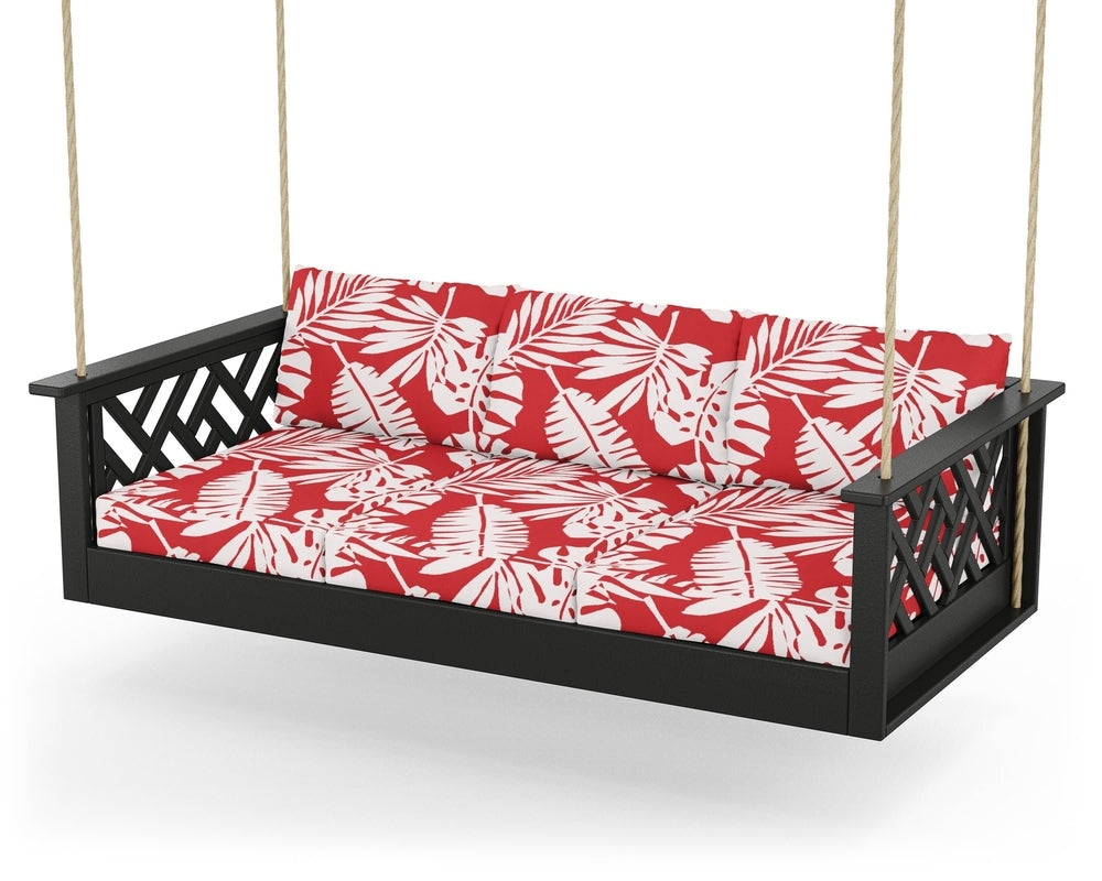 Chippendale Daybed Swing - Black / Leaf Crimson