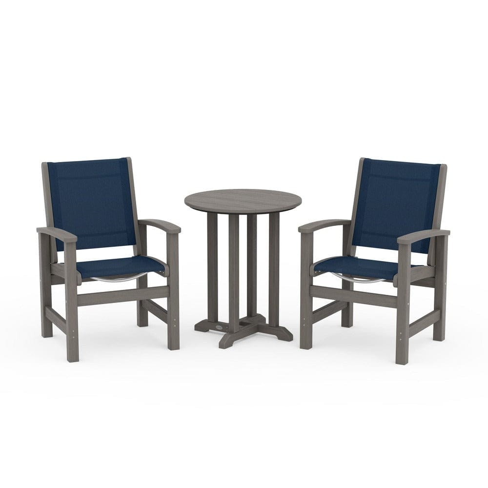 POLYWOOD® Outdoor Furniture POLYWOOD® - Coastal 3-Piece Round Bistro Dining Set - PWS1294