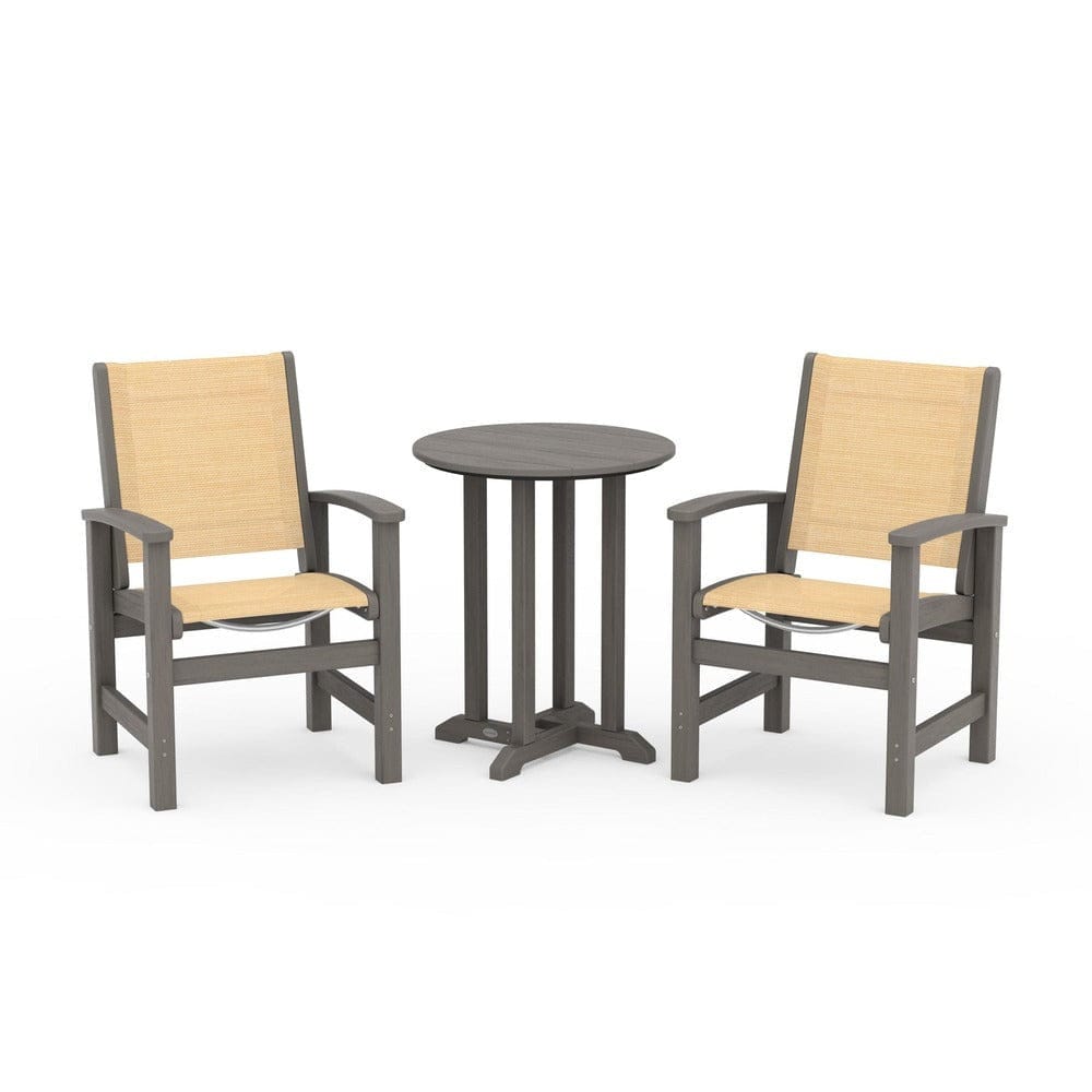 POLYWOOD® Outdoor Furniture POLYWOOD® - Coastal 3-Piece Round Bistro Dining Set - PWS1294
