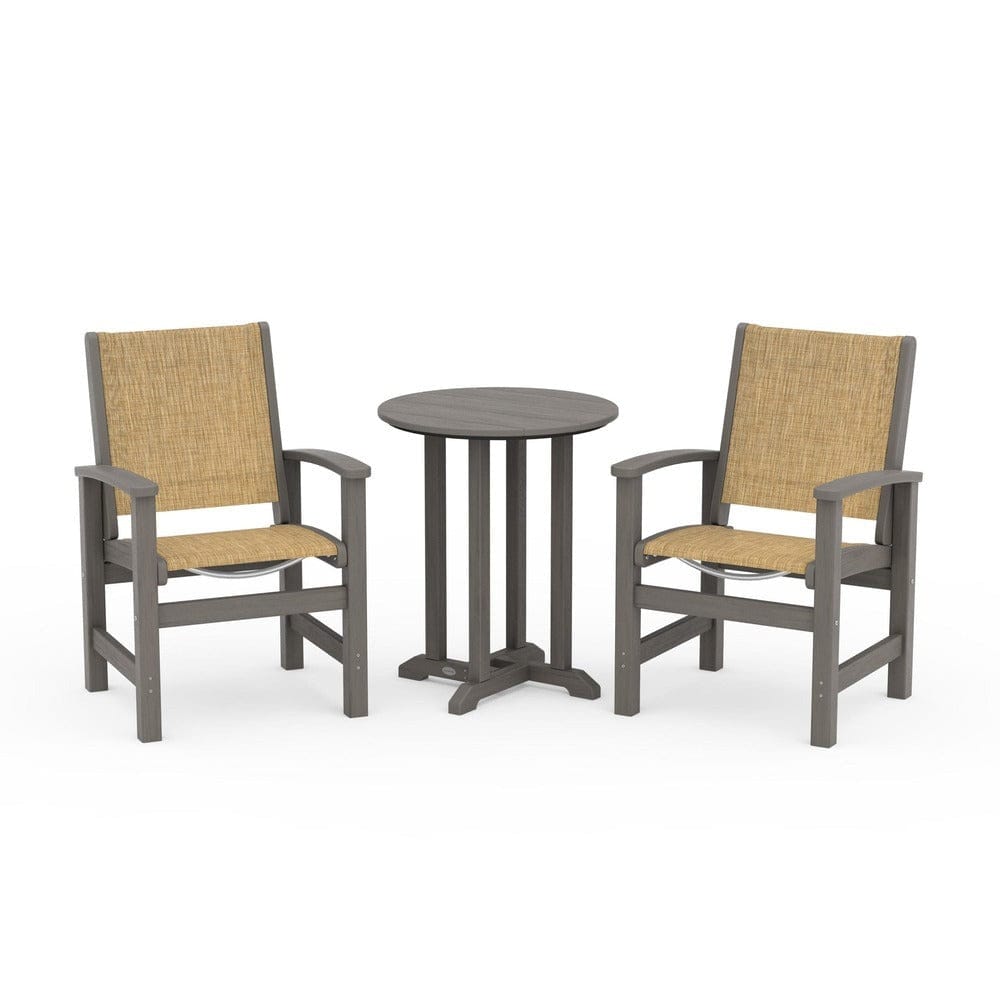 POLYWOOD® Outdoor Furniture POLYWOOD® - Coastal 3-Piece Round Bistro Dining Set - PWS1294
