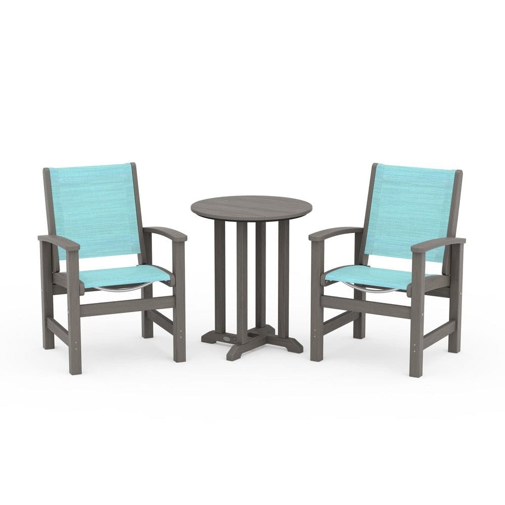 POLYWOOD® Outdoor Furniture POLYWOOD® - Coastal 3-Piece Round Bistro Dining Set - PWS1294