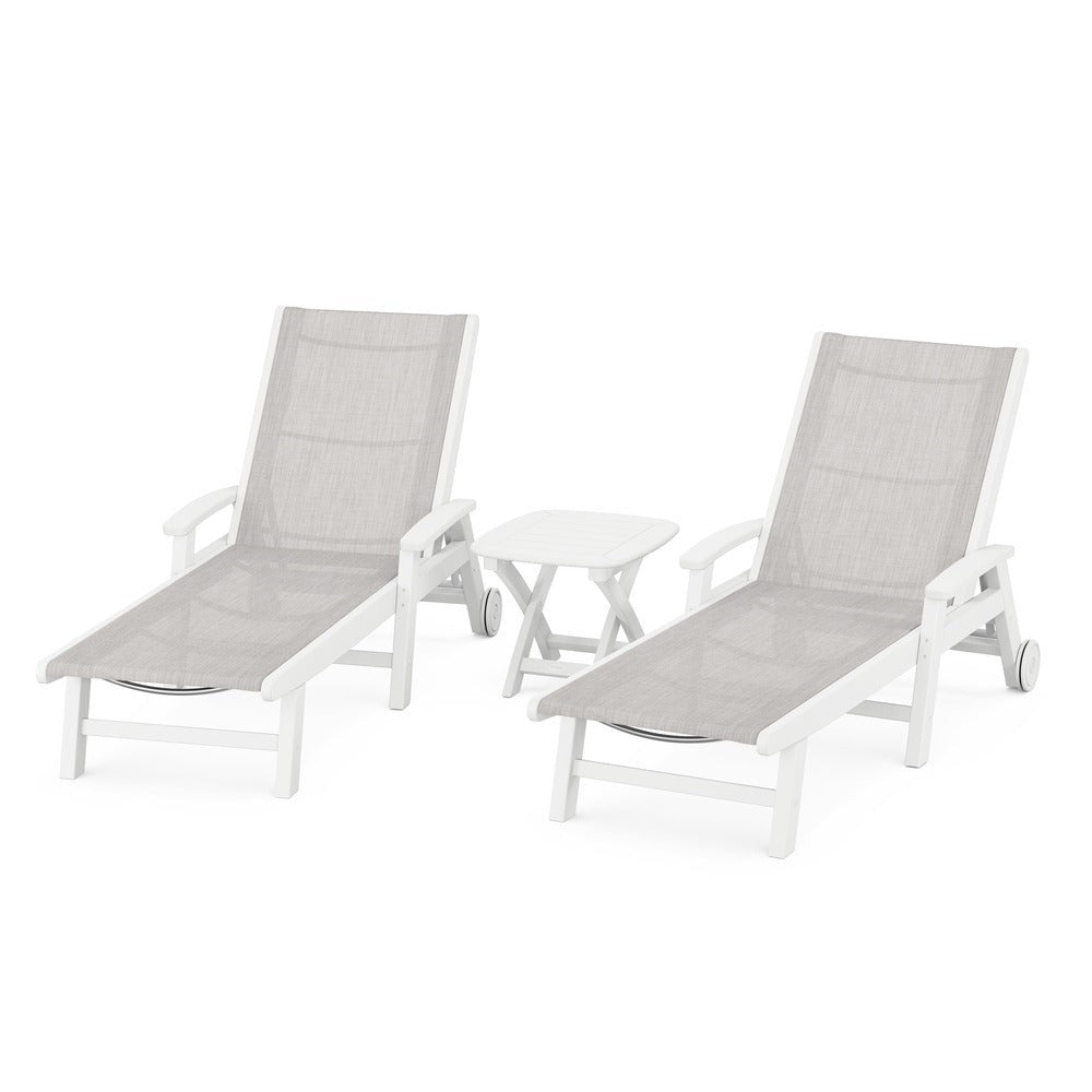 POLYWOOD® Coastal 3-Piece Wheeled Chaise Set - PWS423-1