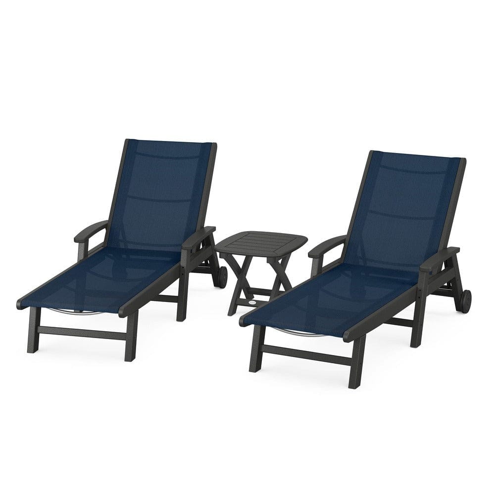 POLYWOOD® Coastal 3-Piece Wheeled Chaise Set - PWS423-1