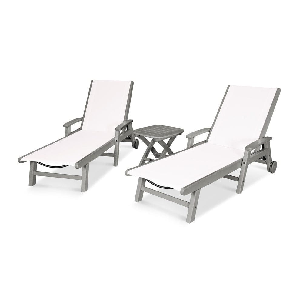 POLYWOOD® Coastal 3-Piece Wheeled Chaise Set - PWS423-1 Outdoor Furniture POLYWOOD®