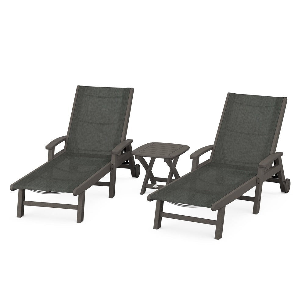 POLYWOOD® Coastal 3-Piece Wheeled Chaise Set - PWS423-1