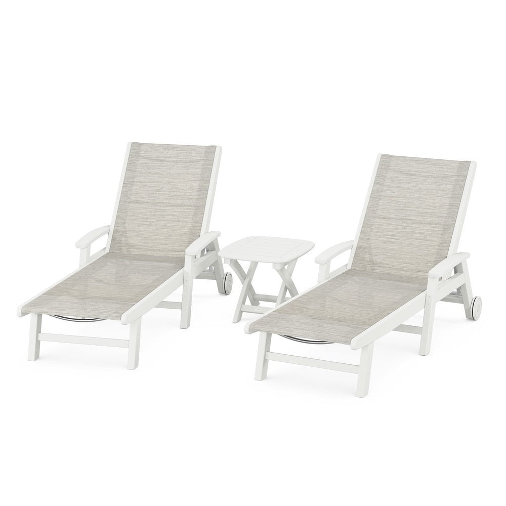 POLYWOOD® Coastal 3-Piece Wheeled Chaise Set - PWS423-1