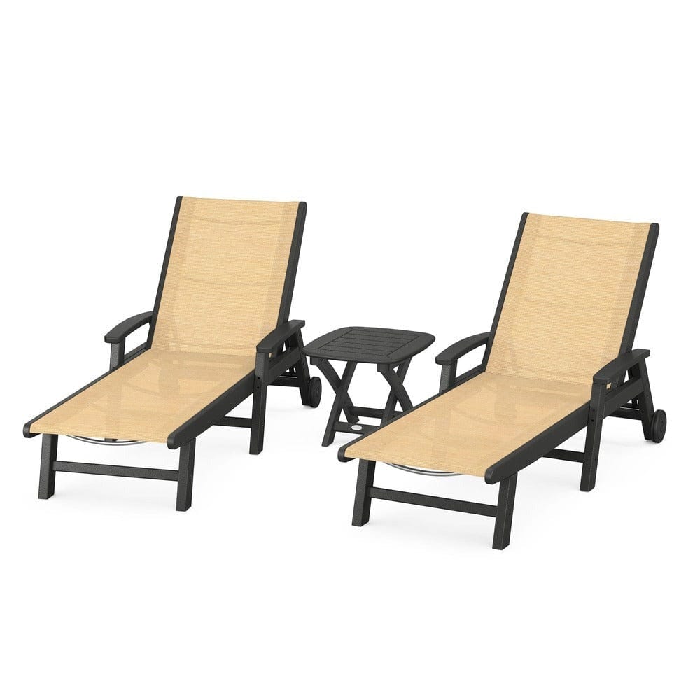 POLYWOOD® Coastal 3-Piece Wheeled Chaise Set - PWS423-1 Outdoor Furniture POLYWOOD®