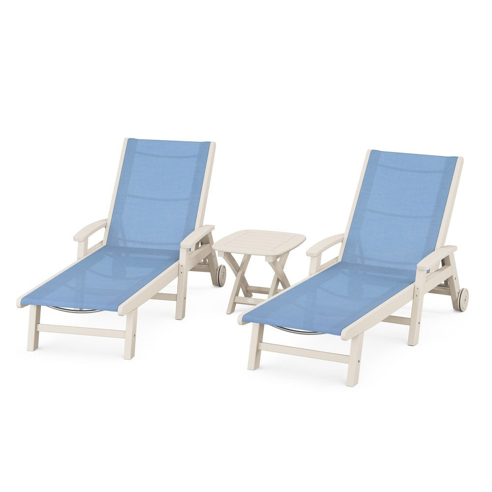 POLYWOOD® Coastal 3-Piece Wheeled Chaise Set - PWS423-1
