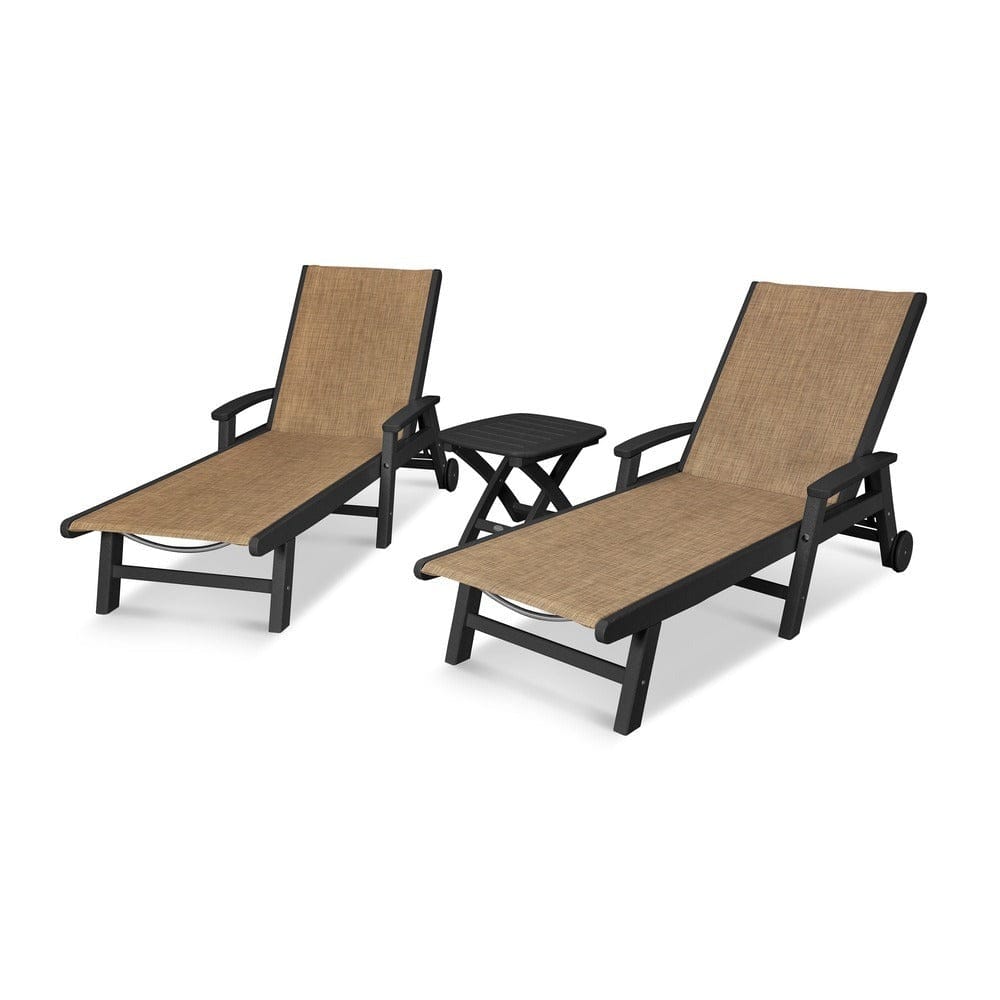 POLYWOOD® Coastal 3-Piece Wheeled Chaise Set - PWS423-1
