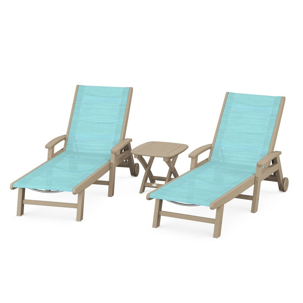POLYWOOD® Coastal 3-Piece Wheeled Chaise Set - PWS423-1