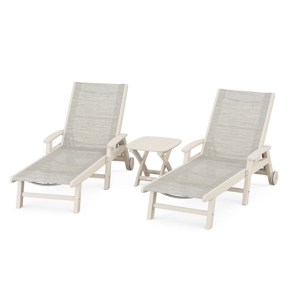 POLYWOOD® Coastal 3-Piece Wheeled Chaise Set - PWS423-1 Outdoor Furniture POLYWOOD®