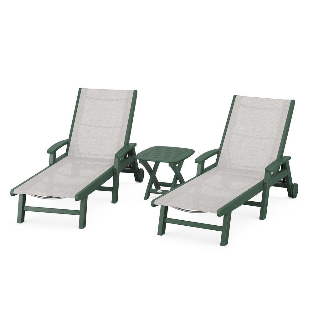 POLYWOOD® Coastal 3-Piece Wheeled Chaise Set - PWS423-1