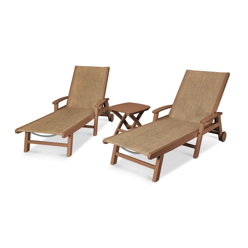 POLYWOOD® Coastal 3-Piece Wheeled Chaise Set - PWS423-1