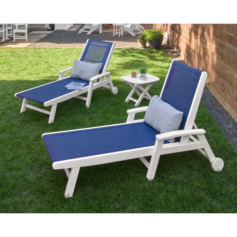 POLYWOOD® Coastal 3-Piece Wheeled Chaise Set - PWS423-1 Outdoor Furniture POLYWOOD®