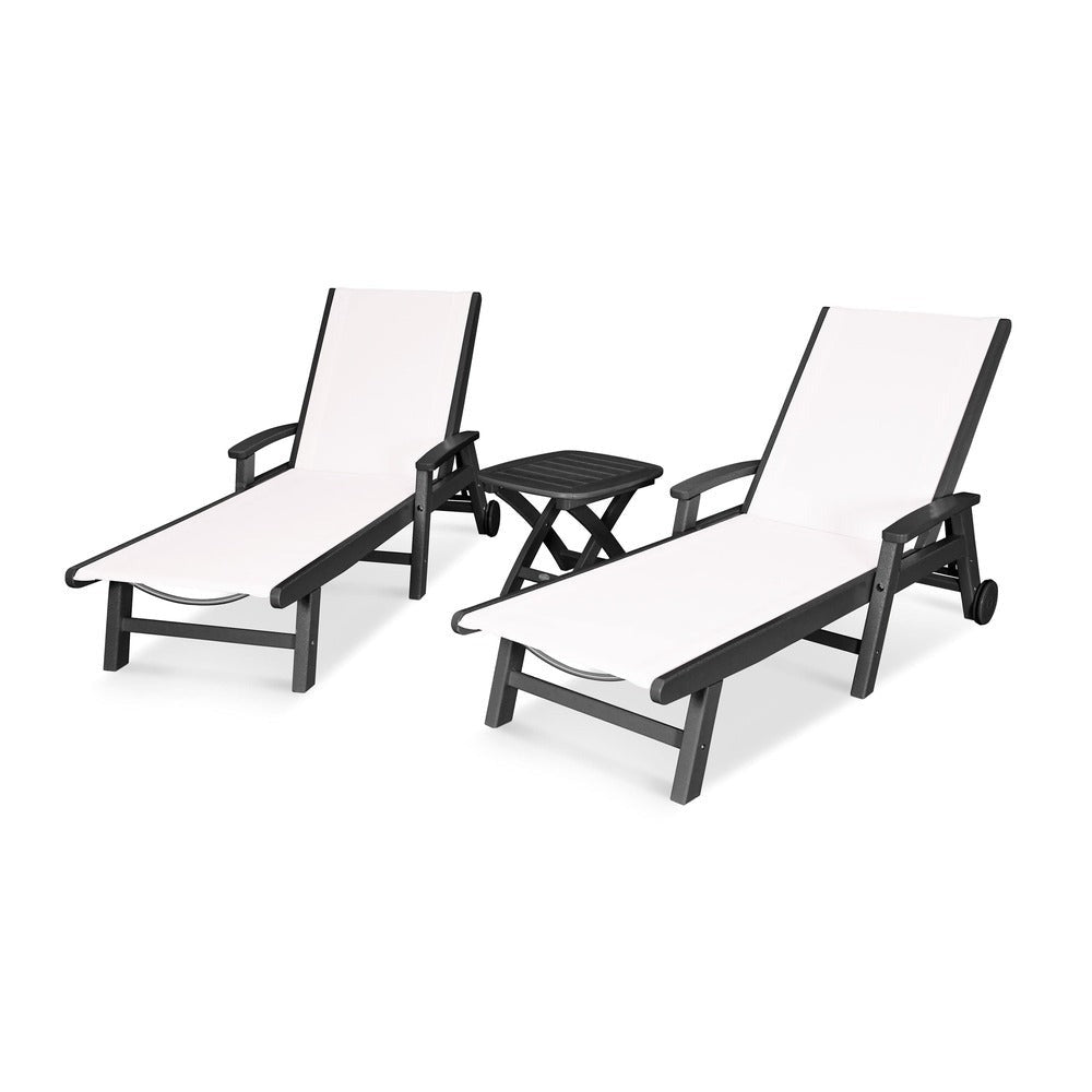 POLYWOOD® Coastal 3-Piece Wheeled Chaise Set - PWS423-1