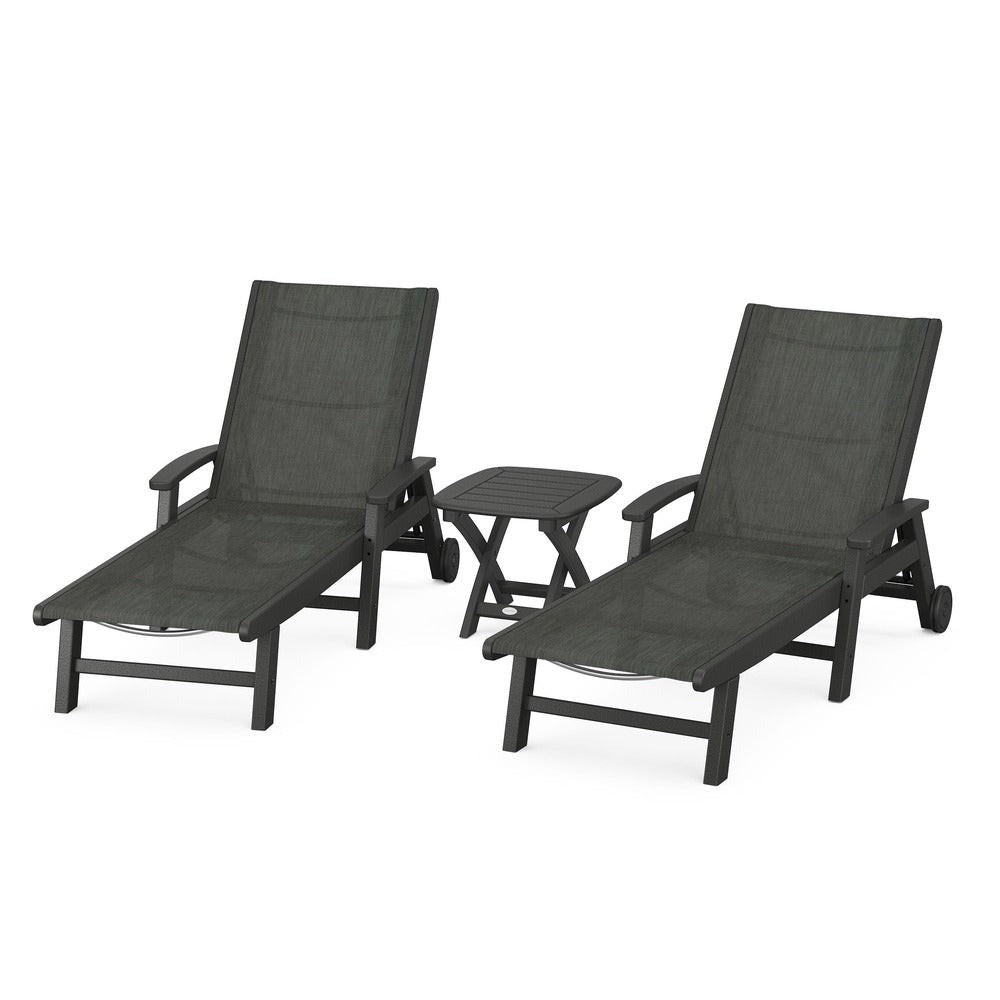 POLYWOOD® Coastal 3-Piece Wheeled Chaise Set - PWS423-1