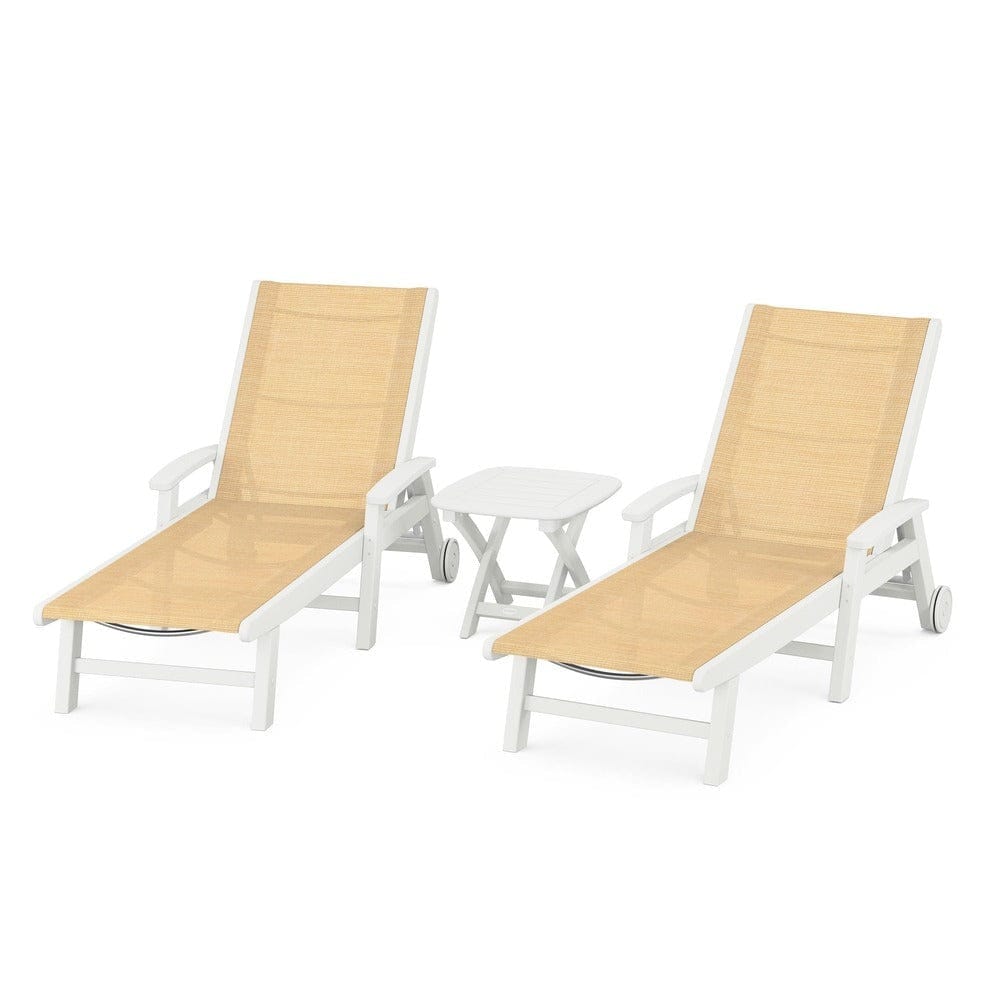 POLYWOOD® Coastal 3-Piece Wheeled Chaise Set - PWS423-1 Outdoor Furniture POLYWOOD®