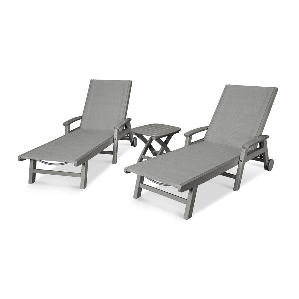 POLYWOOD® Coastal 3-Piece Wheeled Chaise Set - PWS423-1