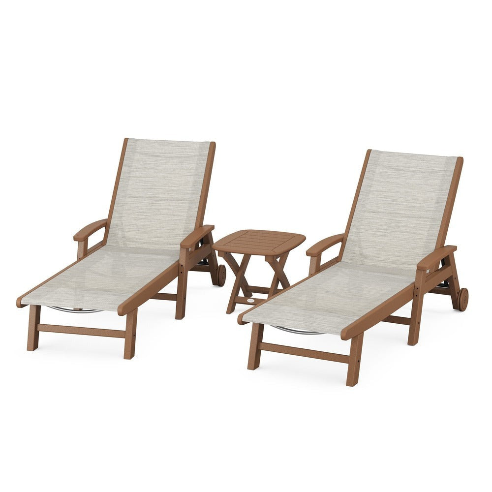 POLYWOOD® Coastal 3-Piece Wheeled Chaise Set - PWS423-1