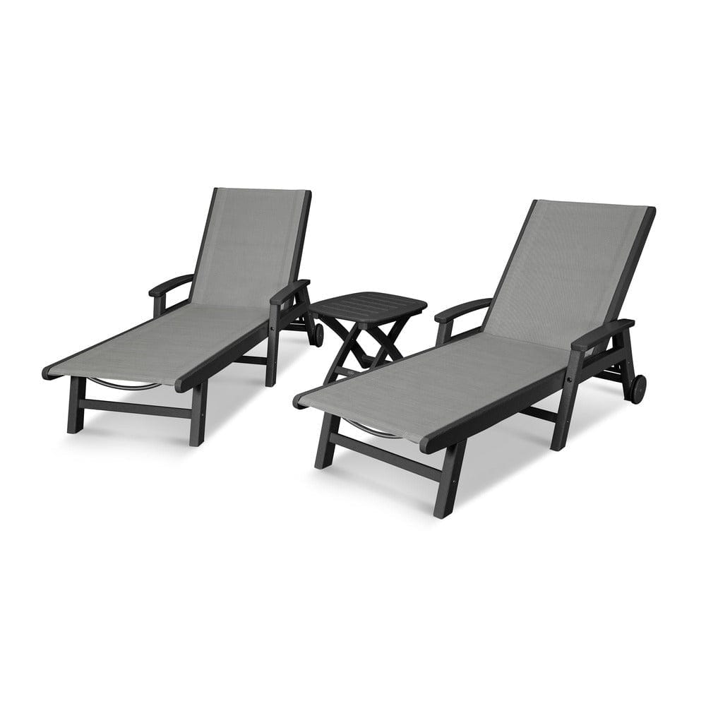 POLYWOOD® Coastal 3-Piece Wheeled Chaise Set - PWS423-1
