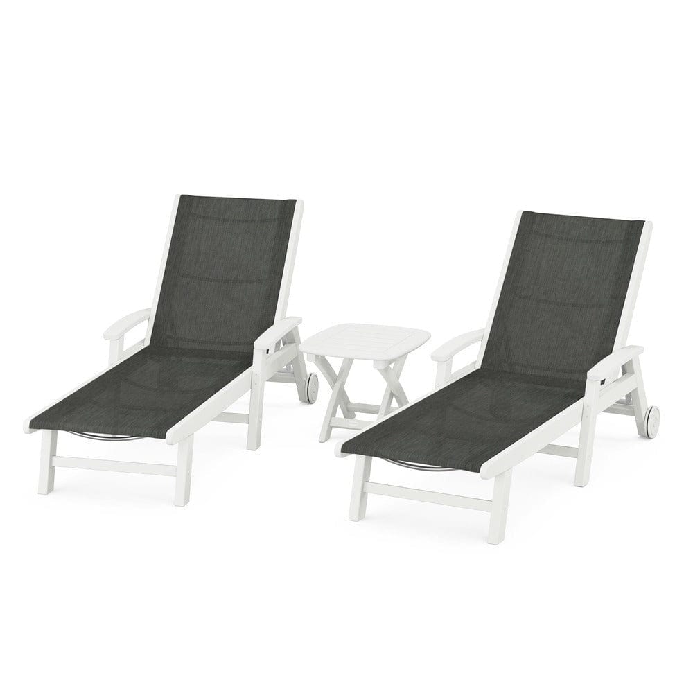 POLYWOOD® Coastal 3-Piece Wheeled Chaise Set - PWS423-1 Outdoor Furniture POLYWOOD®