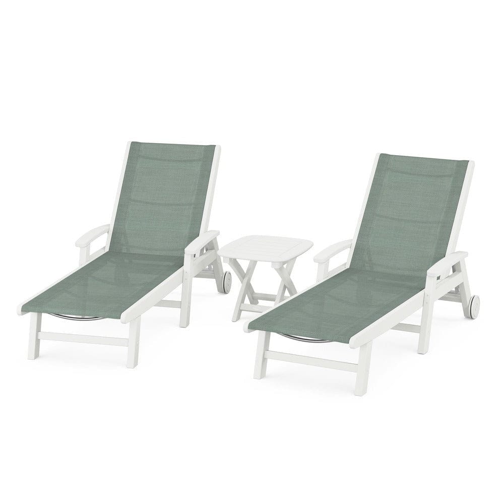 POLYWOOD® Coastal 3-Piece Wheeled Chaise Set - PWS423-1 Outdoor Furniture POLYWOOD®