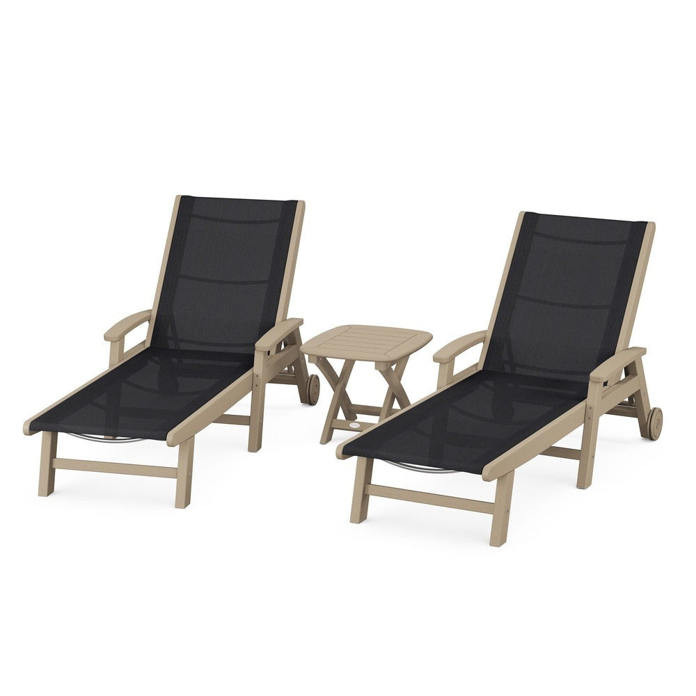 POLYWOOD® Coastal 3-Piece Wheeled Chaise Set - PWS423-1