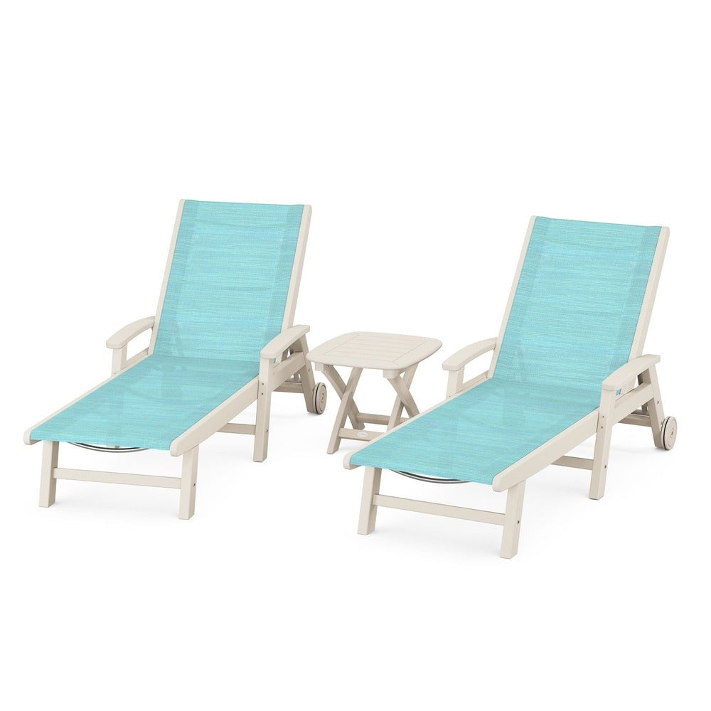 POLYWOOD® Coastal 3-Piece Wheeled Chaise Set - PWS423-1