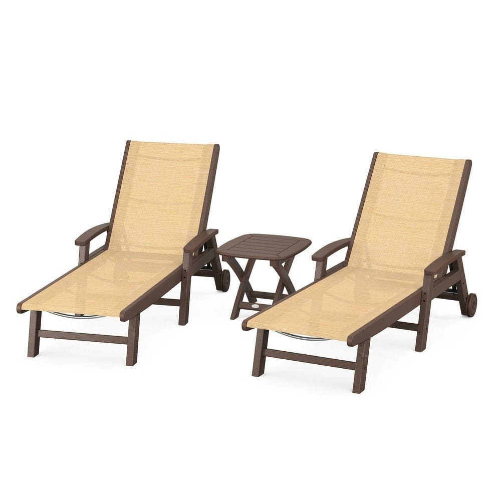 POLYWOOD® Coastal 3-Piece Wheeled Chaise Set - PWS423-1 Outdoor Furniture POLYWOOD®