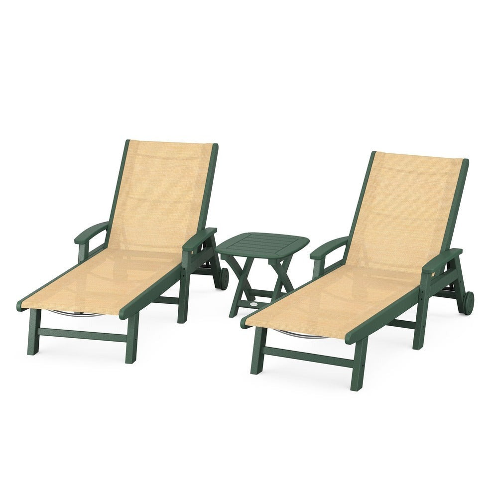 POLYWOOD® Coastal 3-Piece Wheeled Chaise Set - PWS423-1