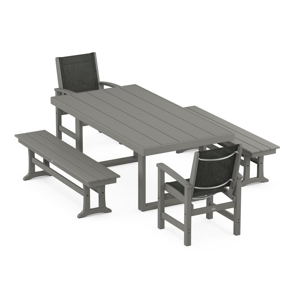 POLYWOOD® Outdoor Furniture POLYWOOD® - Coastal 5-Piece Dining Set with Trestle Legs - PWS870