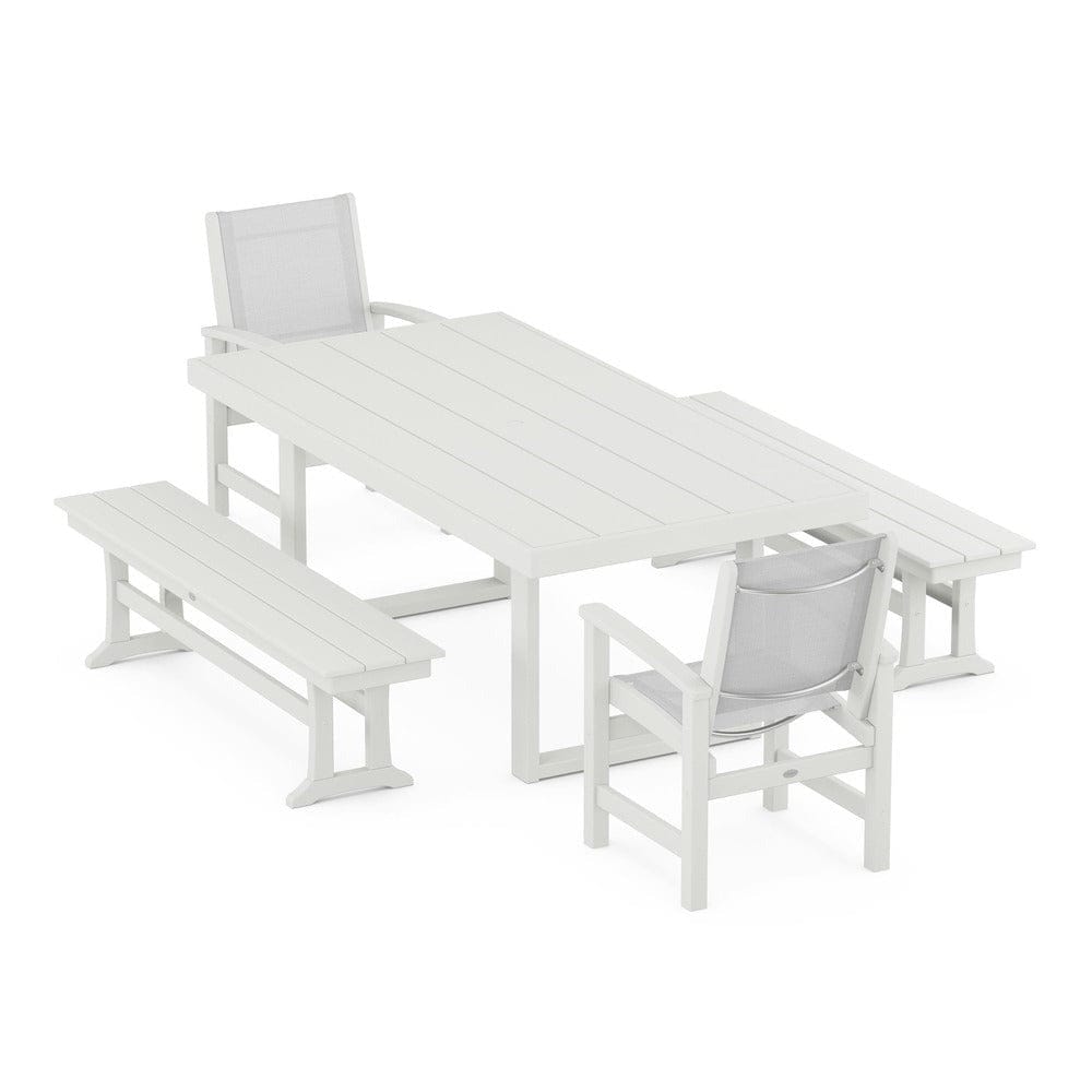 POLYWOOD® Outdoor Furniture POLYWOOD® - Coastal 5-Piece Dining Set with Trestle Legs - PWS870